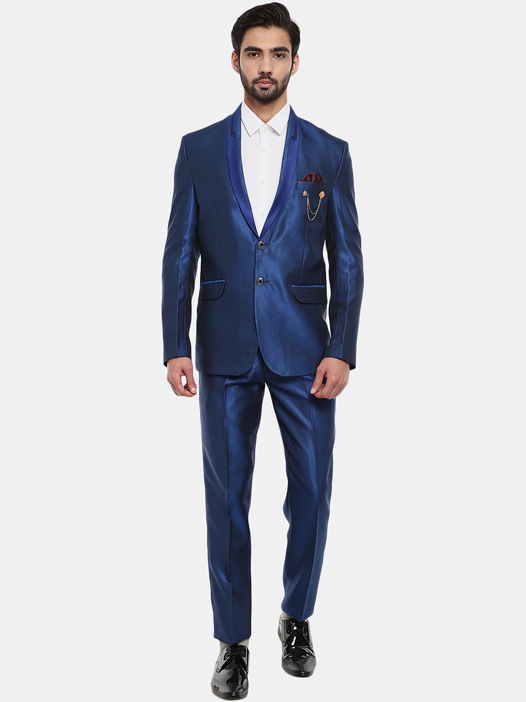 

V-Mart Men Self-Design Single-Breasted 2-Piece Suit, Blue
