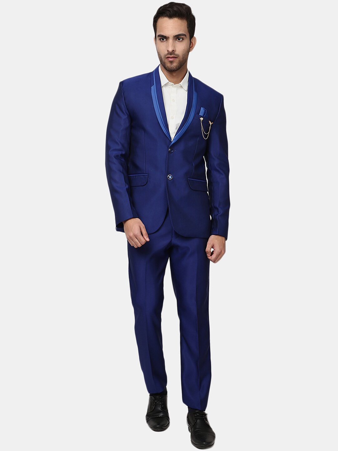 

V-Mart Men Single-Breasted 2-Piece Suit, Navy blue