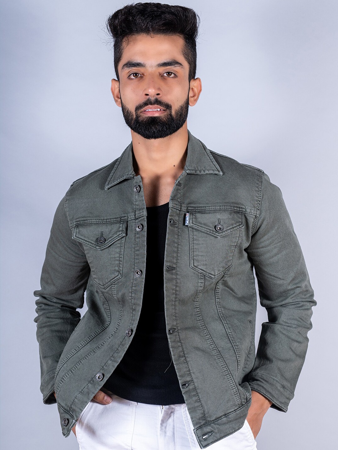 

Tistabene Men Cotton Lightweight Denim Jacket, Grey