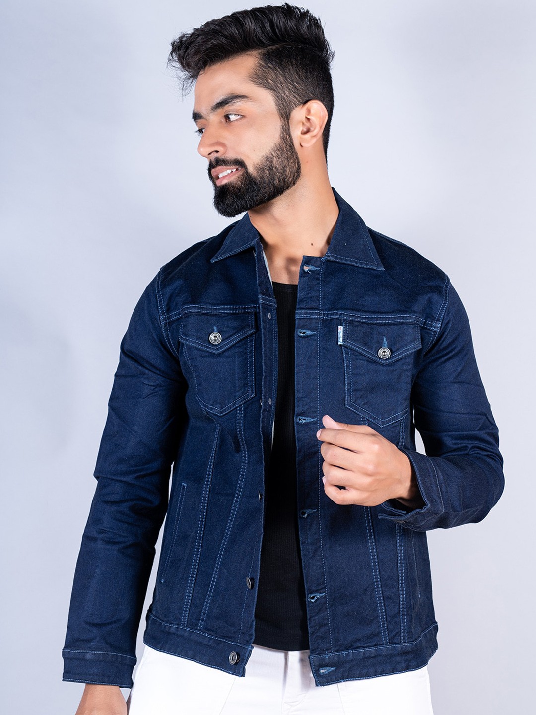 

Tistabene Men Cotton Washed Lightweight Denim Jacket, Navy blue