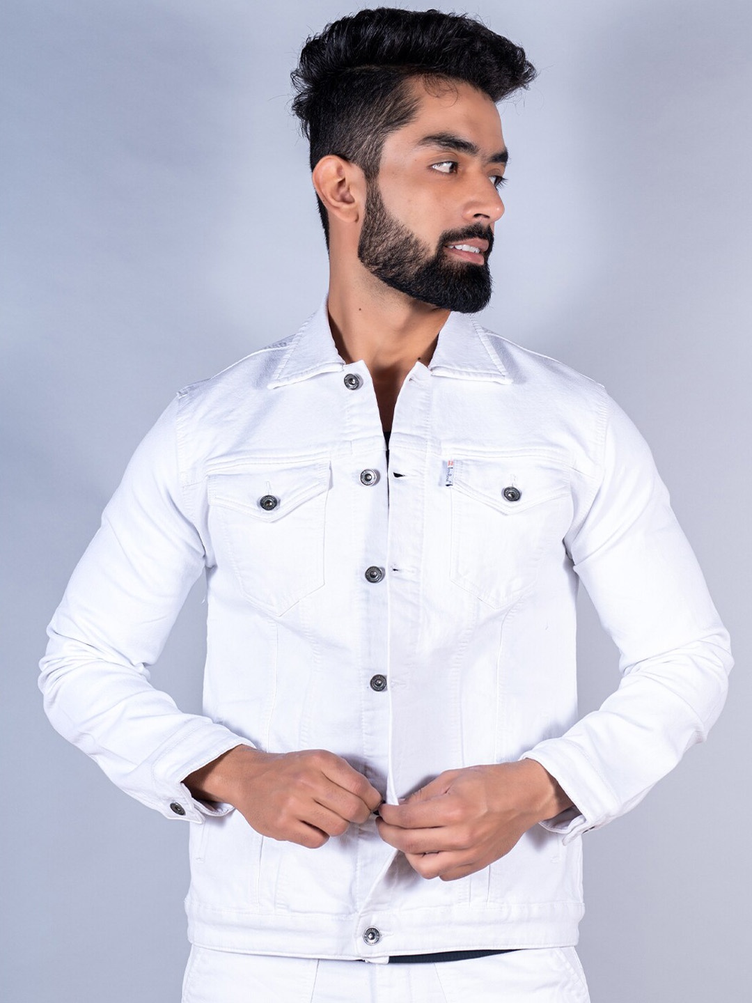 

Tistabene Men Solid Cotton Lightweight Denim Jacket, White