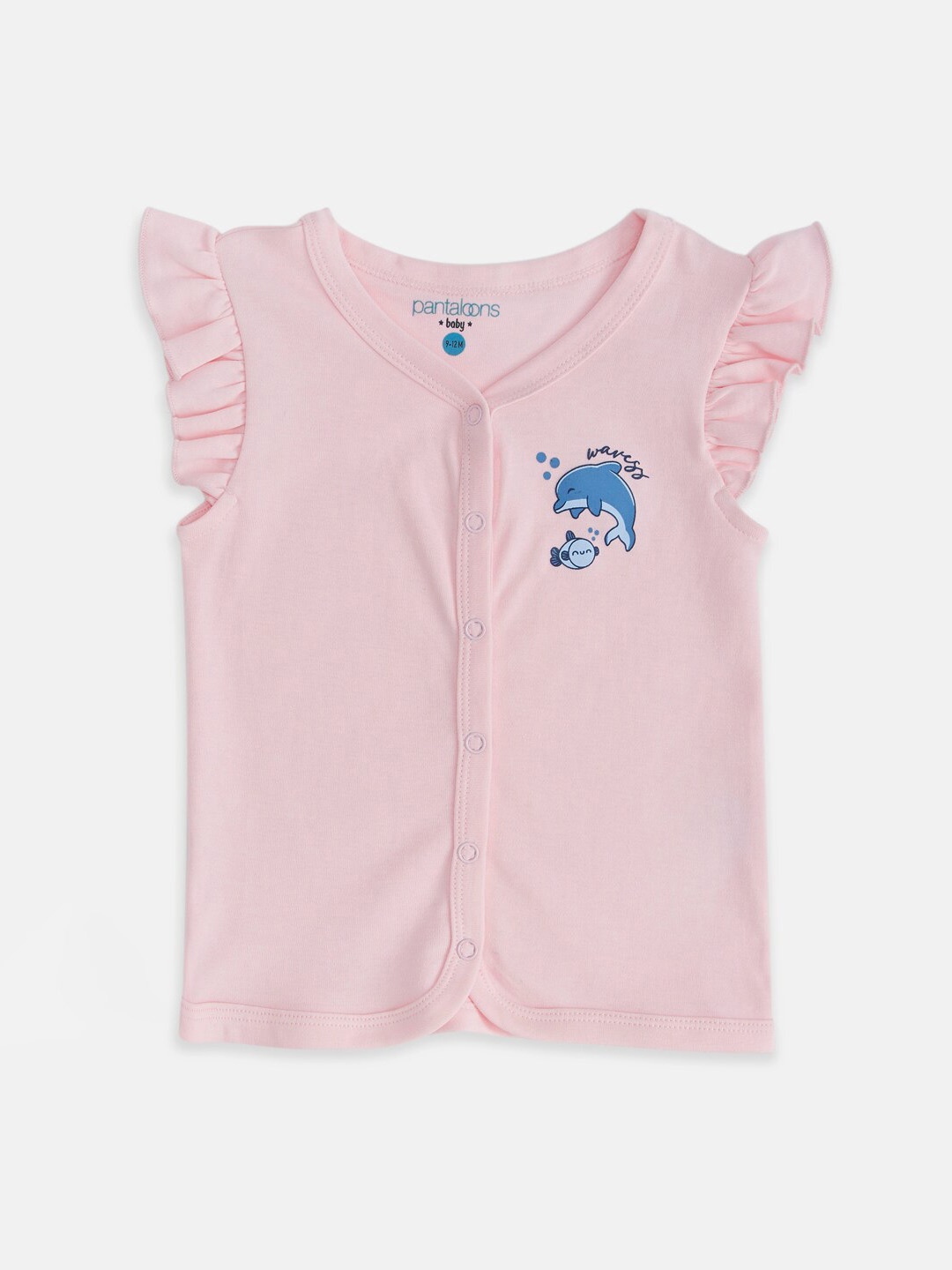 Pantaloons Baby Girls Pack of 3 Printed V-Neck Cotton T-shirt, Pink