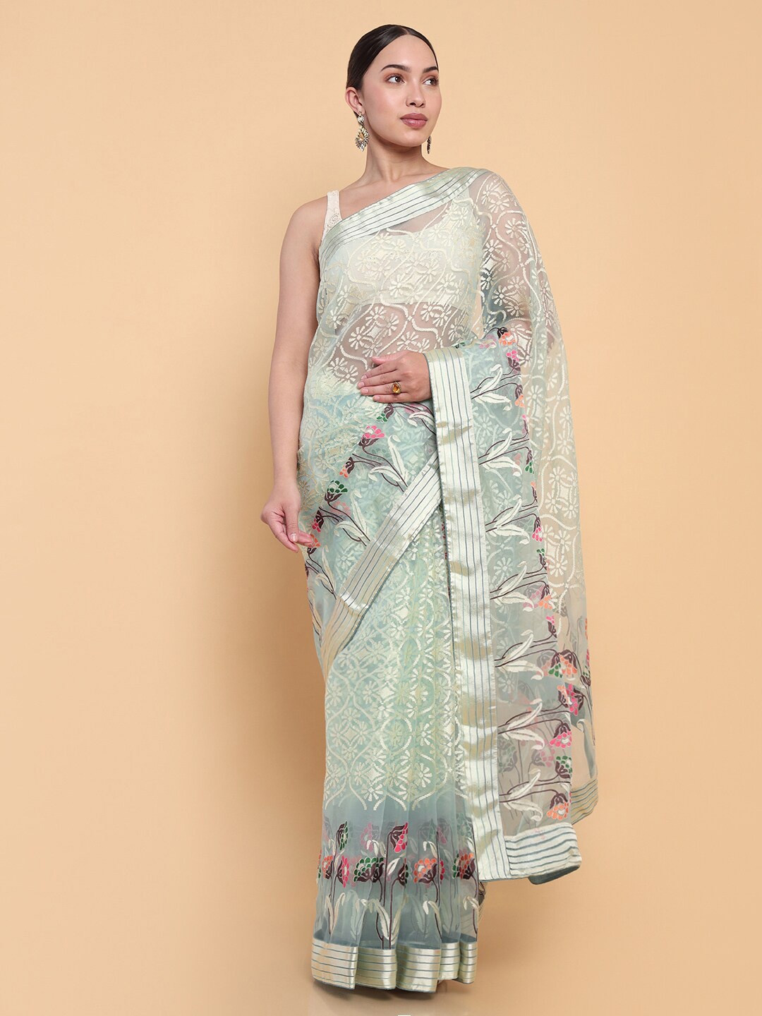 

Soch Floral Organza Saree, Blue
