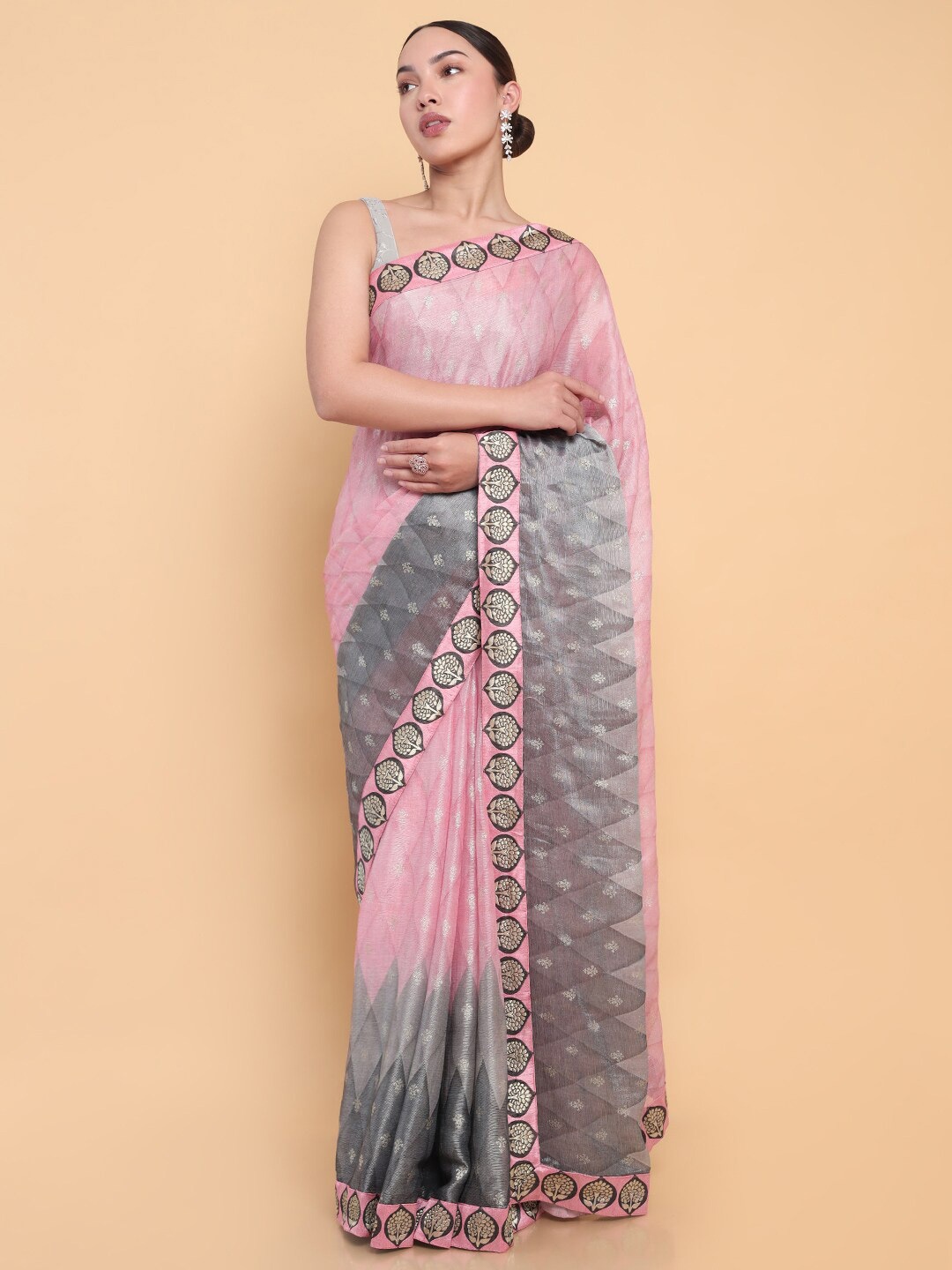 

Soch Ethnic Motifs Pure Georgette Saree, Pink