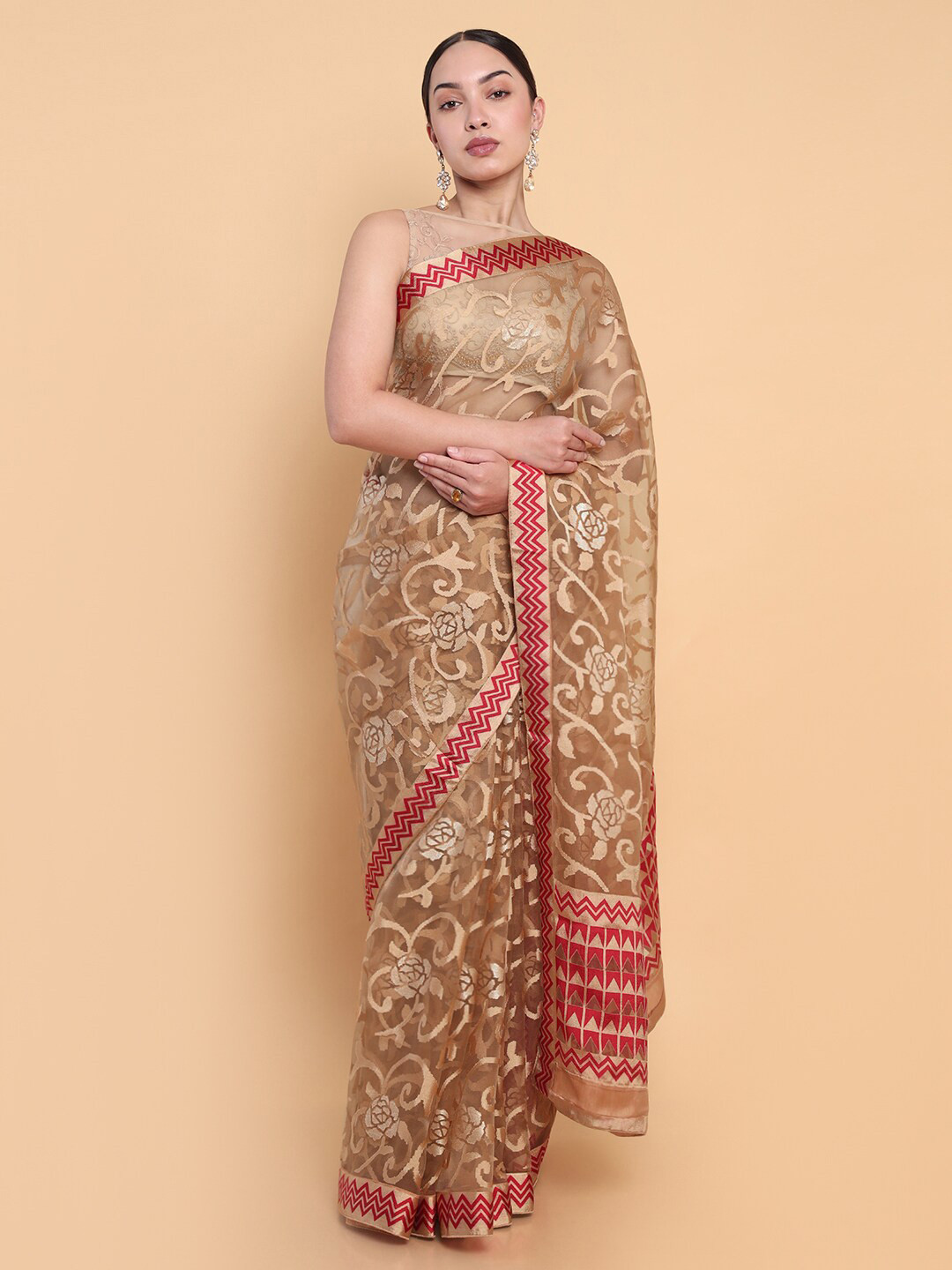 

Soch Ethnic Motifs Organza Saree, Gold