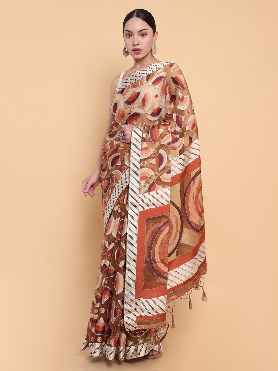 

Soch Organza Fusion Saree, Brown