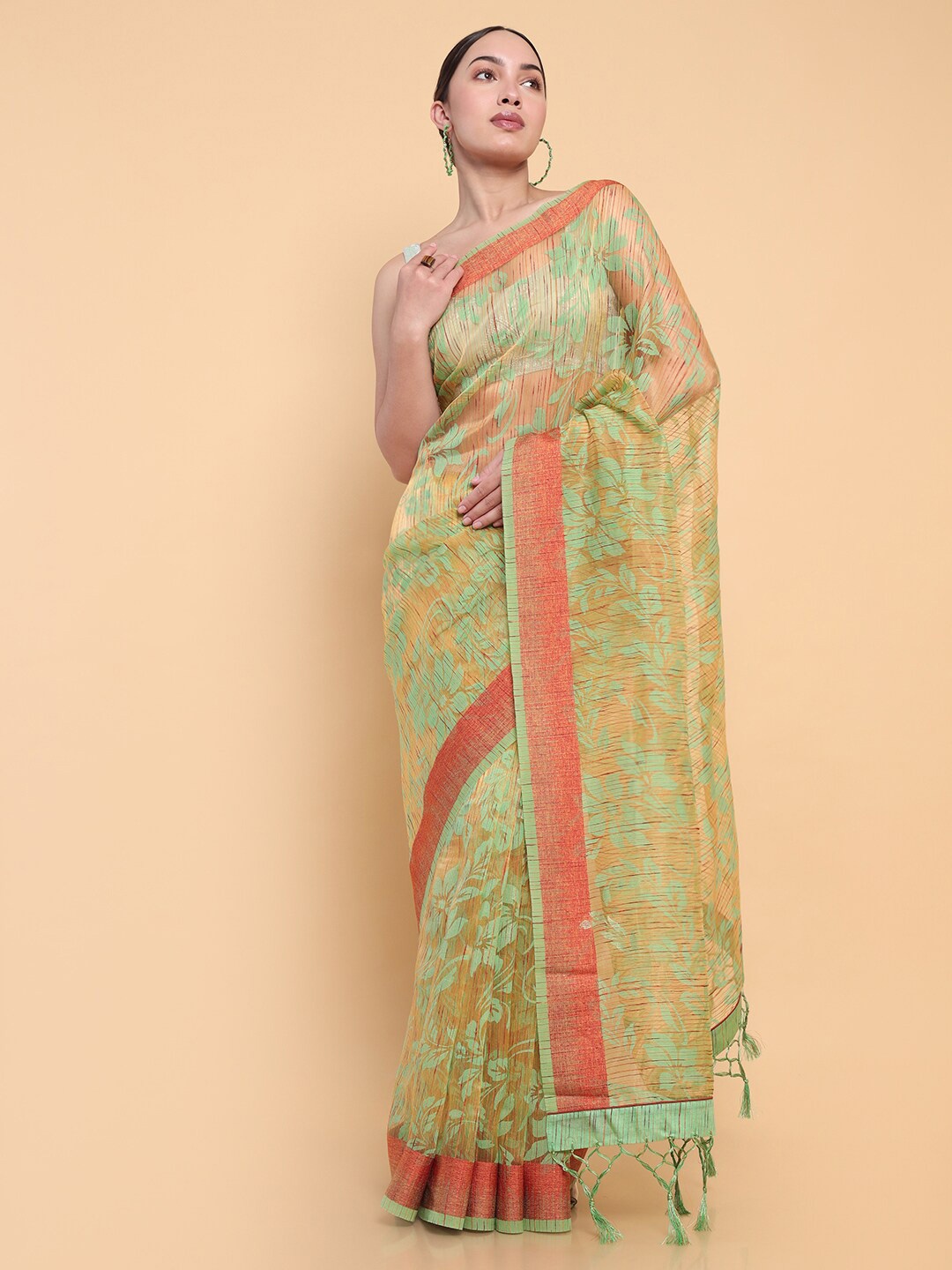 

Soch Floral Organza Saree, Green