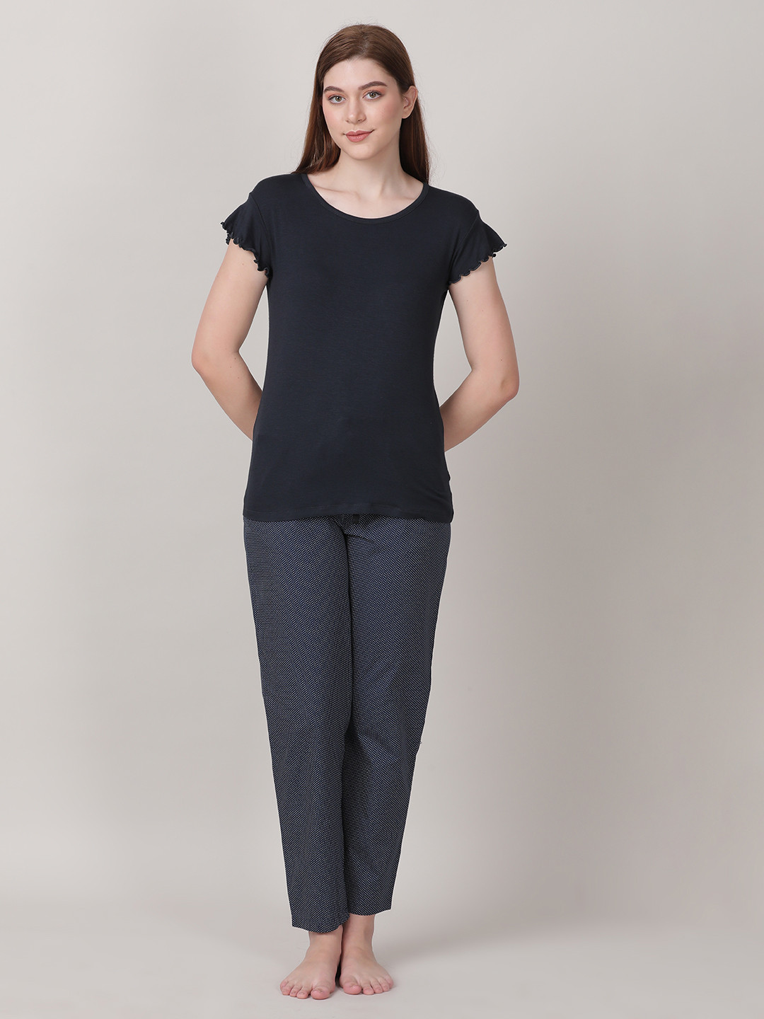 

mackly Women Pure Cotton Night suit, Black
