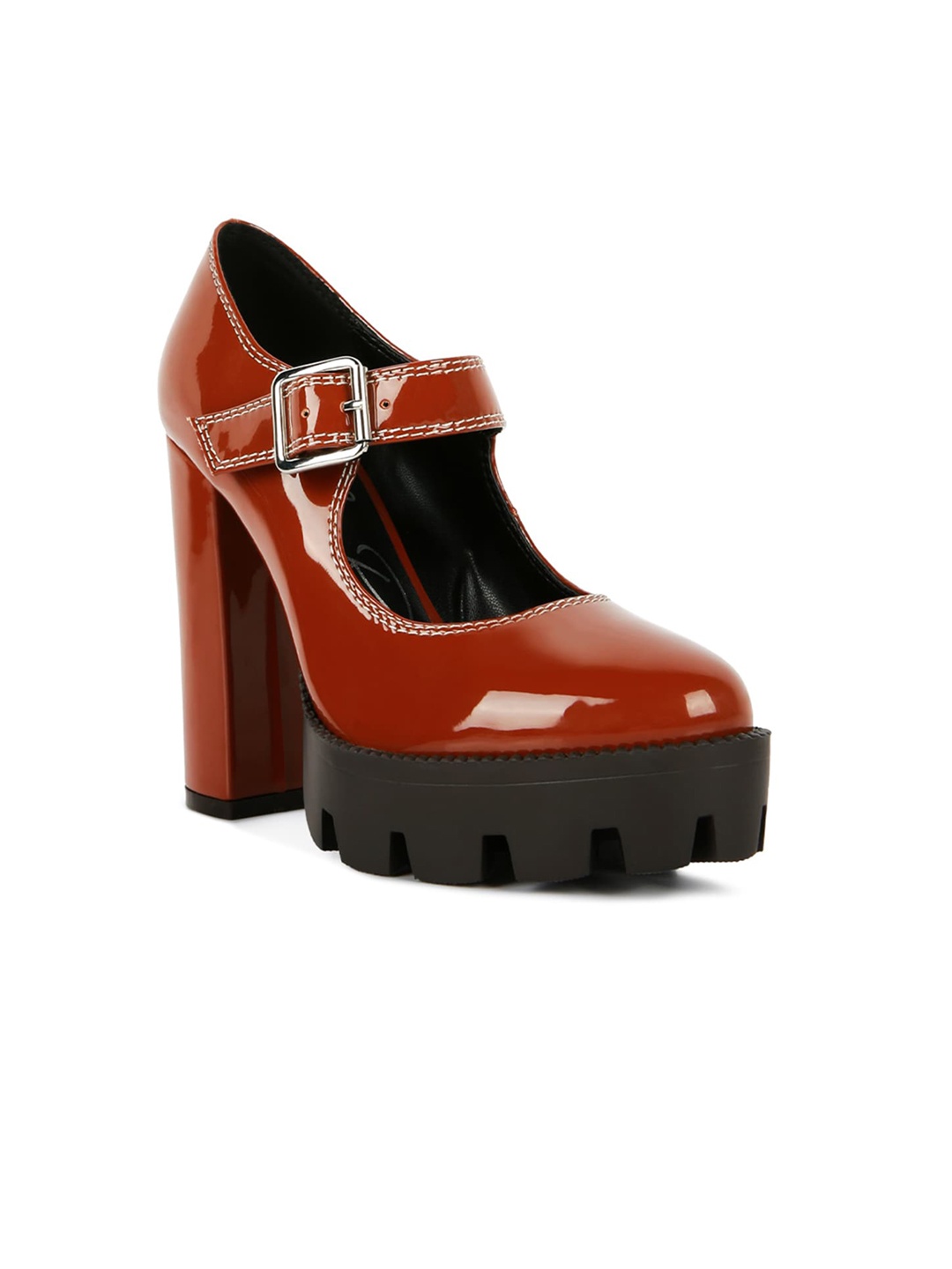 

London Rag Platform Pumps With Buckles, Tan