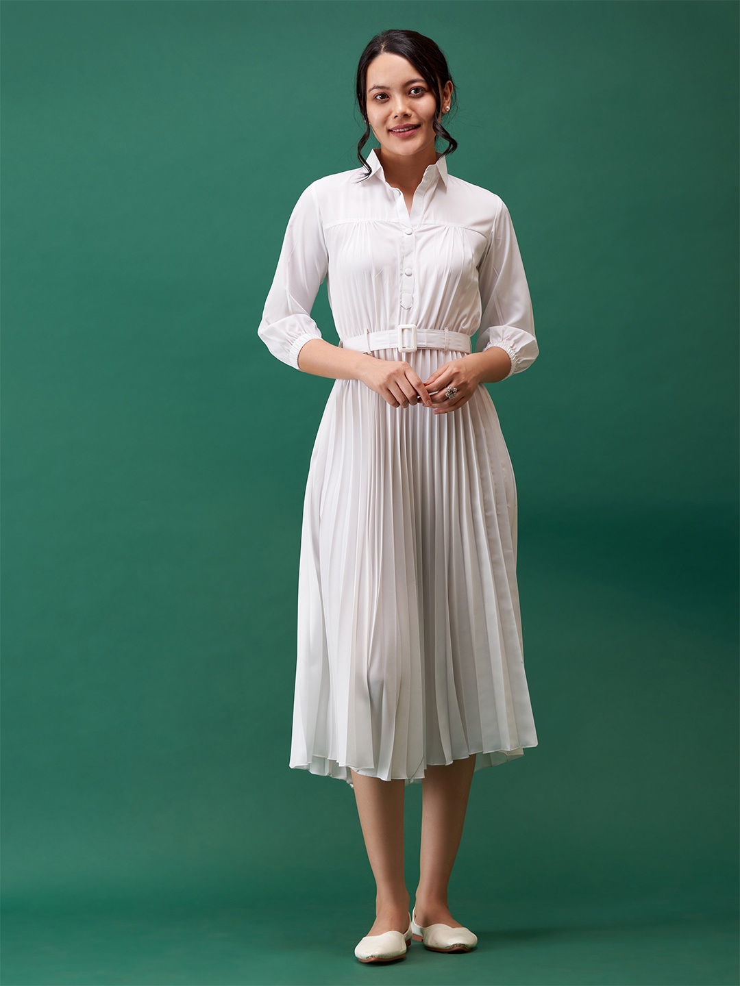 

AASK Crepe Midi Dress, White