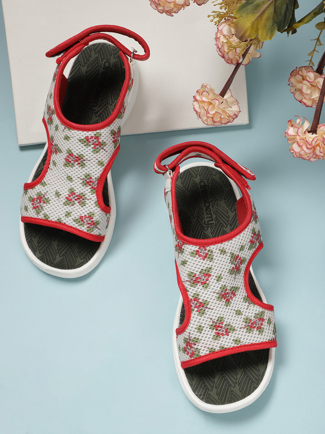 

DressBerry Women Cherry Print Sports Sandals, White