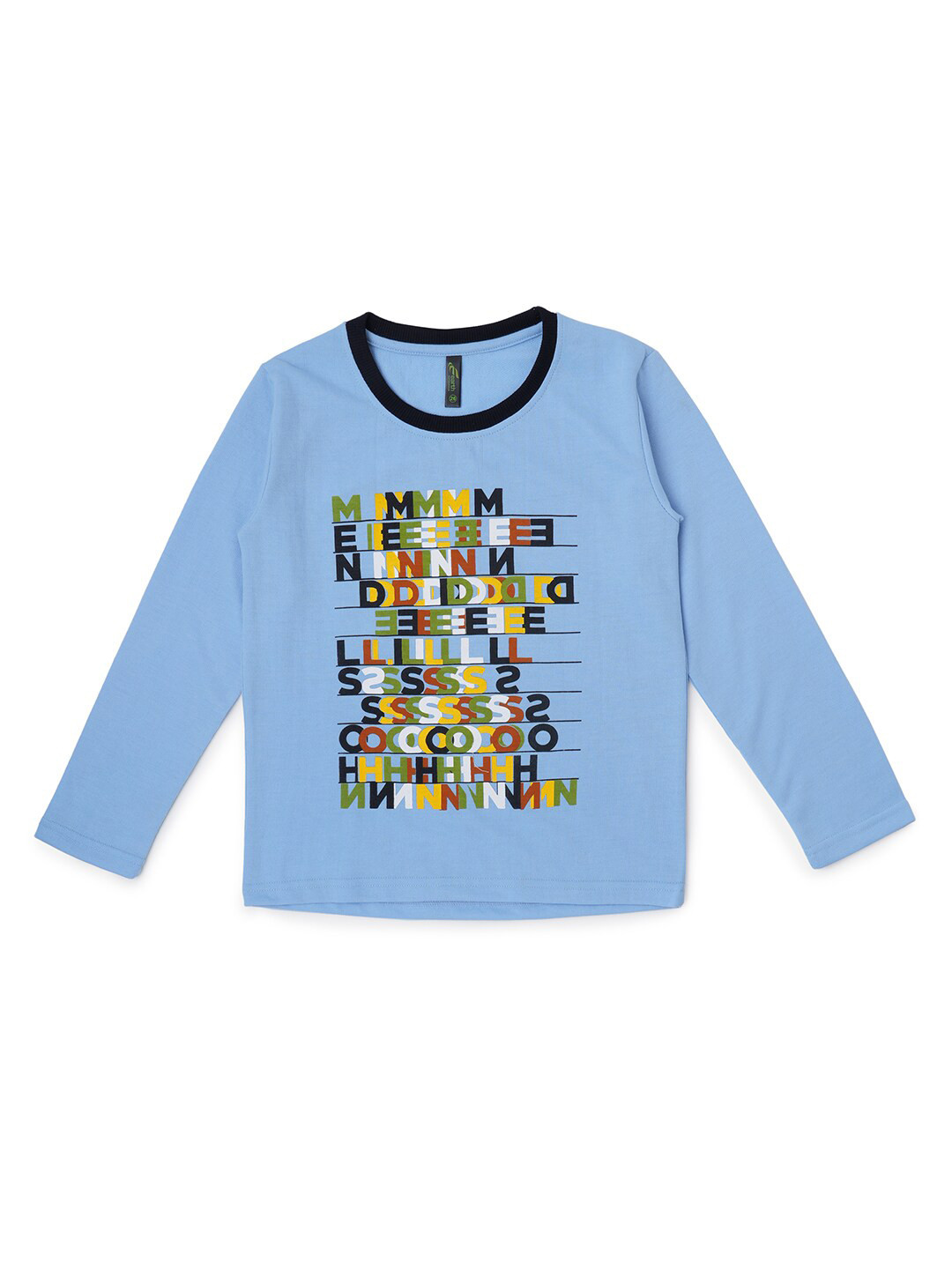 

earth conscious Boys Blue Floral Printed Applique T-shirt