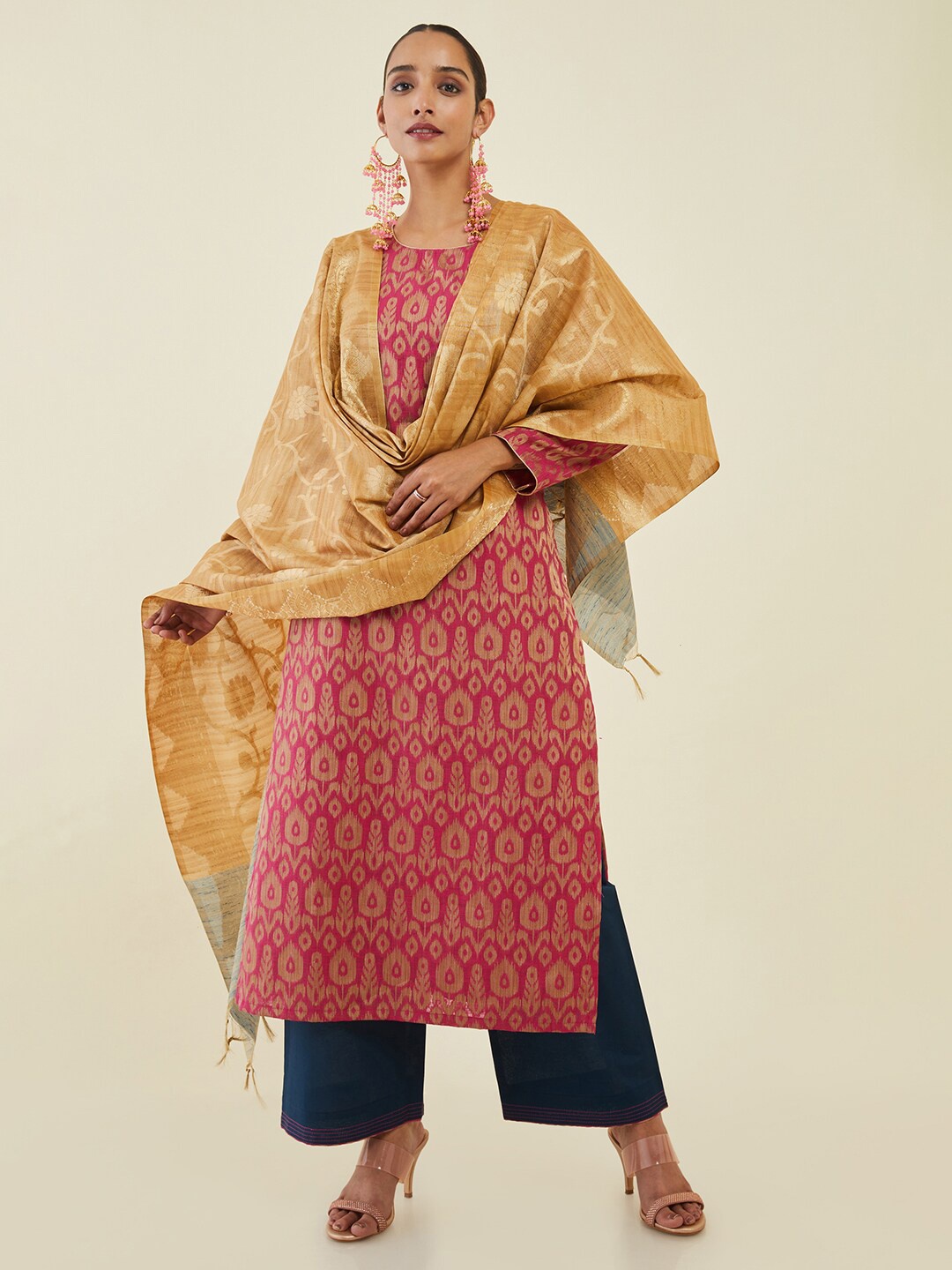 

Soch Printed Unstitched Dress Material, Fuchsia