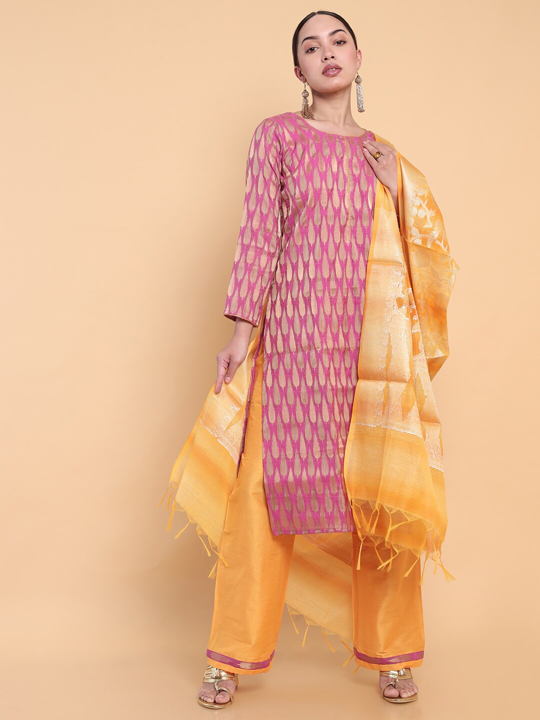 

Soch Unstitched Dress Material, Pink