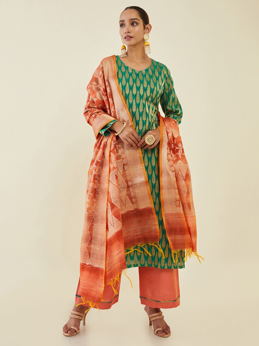 

Soch Unstitched Dress Material, Green