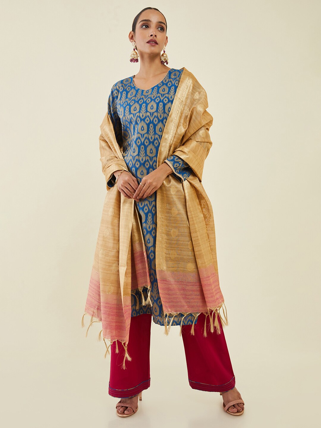 

Soch Unstitched Dress Material, Blue