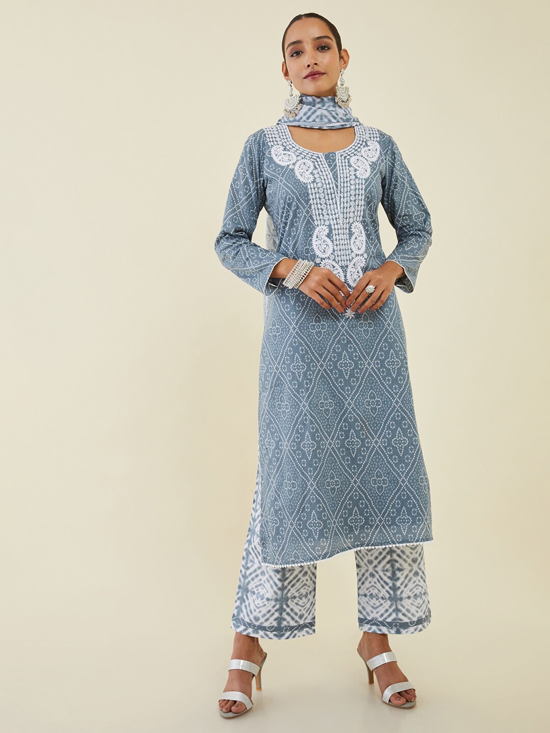 

Soch Printed Pure Cotton Unstitched Dress Material, Blue