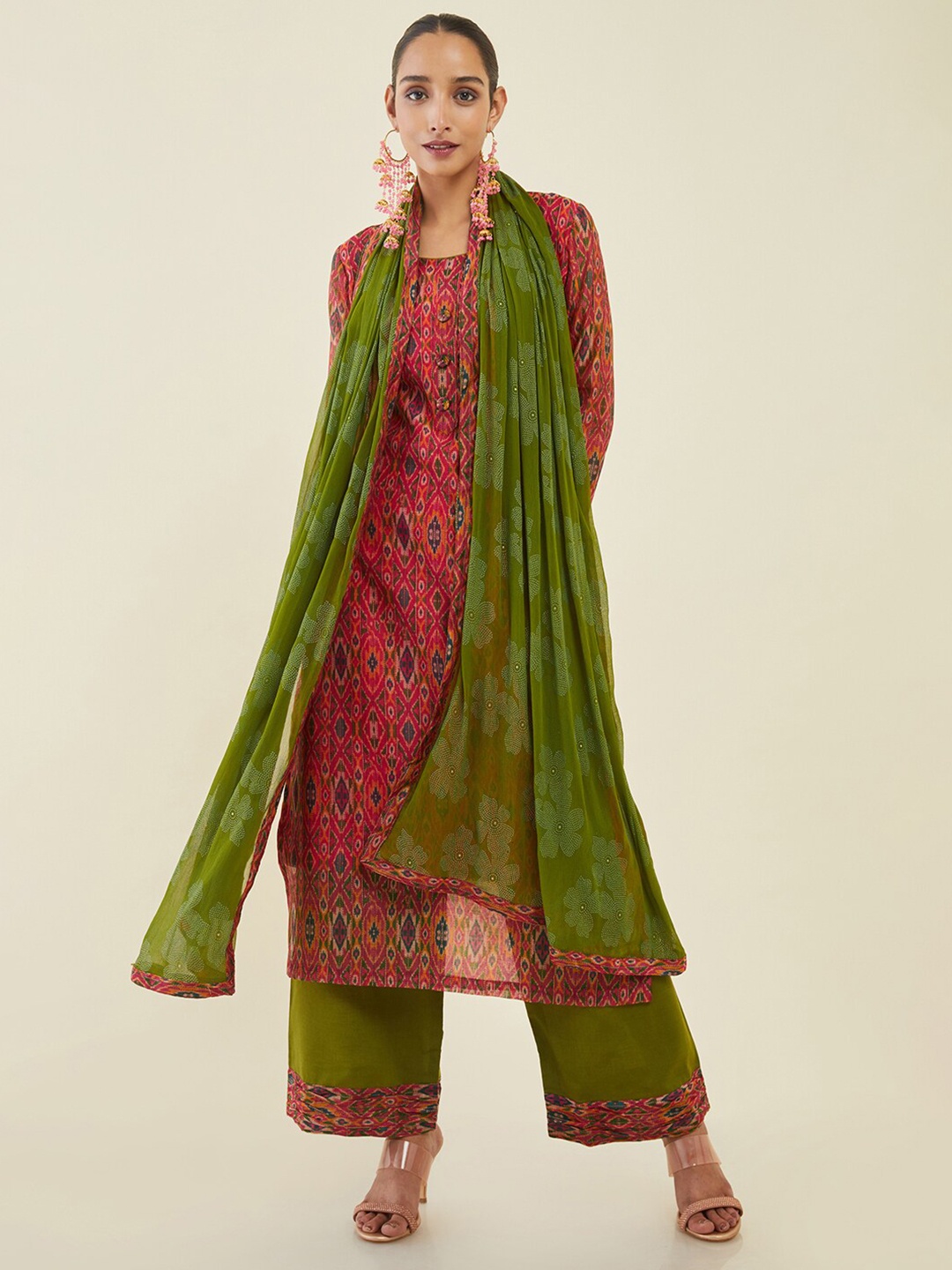 

Soch Printed Unstitched Dress Material, Fuchsia
