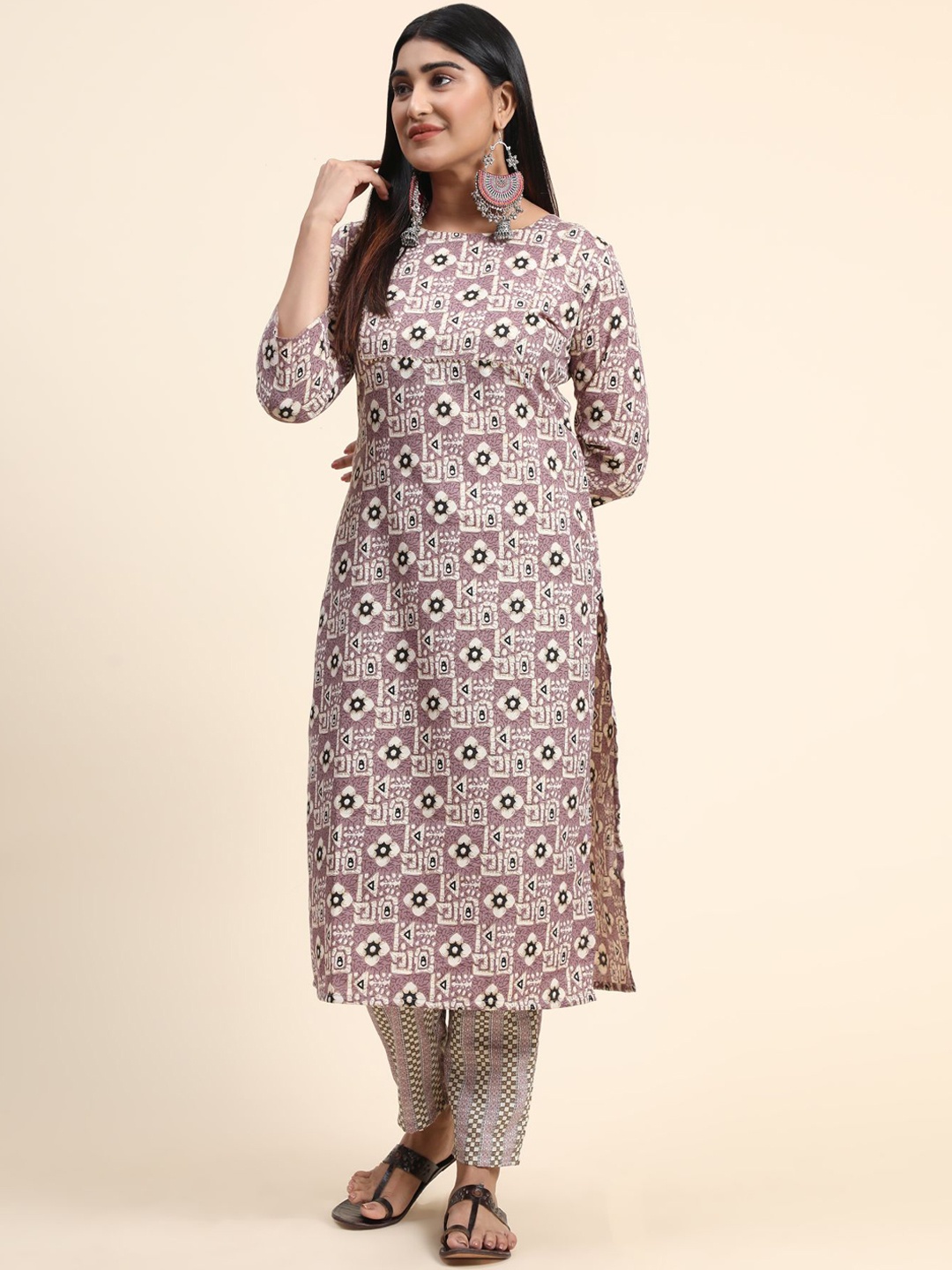 

KALINI Women Ethnic Motifs Printed Kurta with Palazzos, Purple