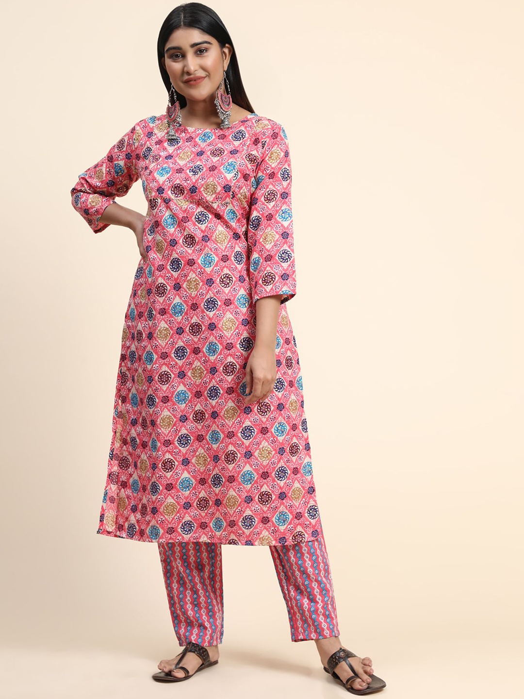 

KALINI Women Ethnic Motifs Printed Kurta with Pyjamas, Pink