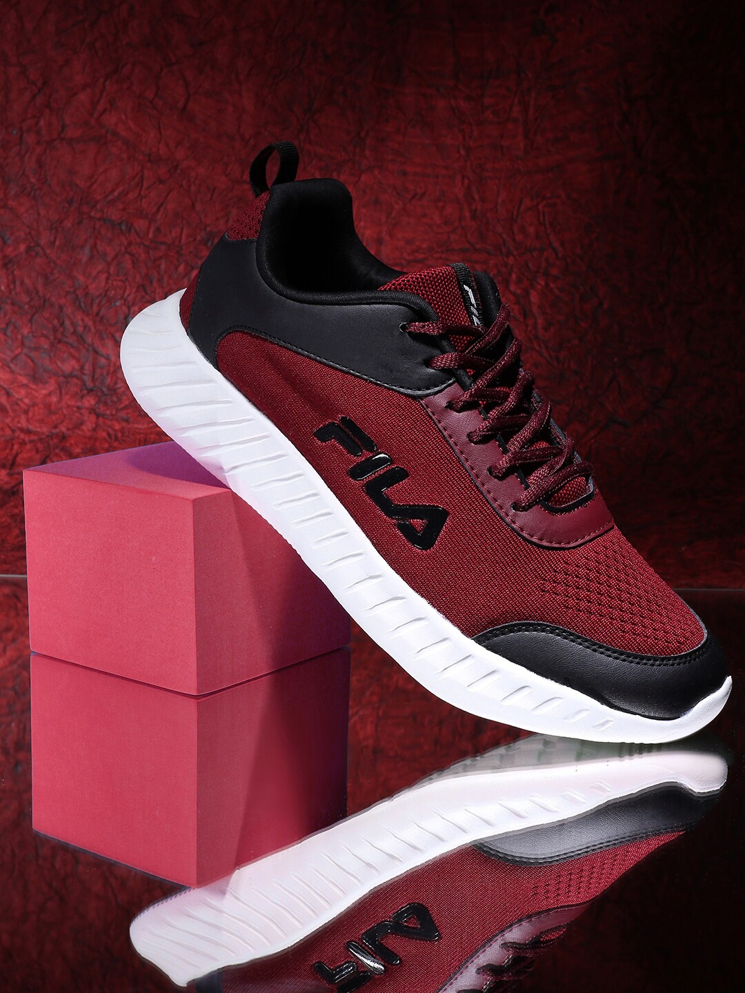 

FILA Men Lace-Ups Running Sports Karto Plus Shoes, Red