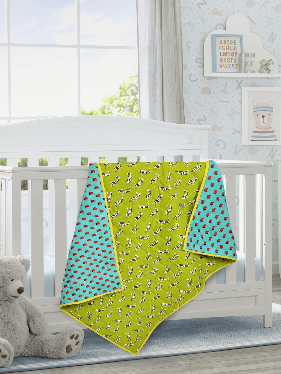 

Gulaab Jaipur Green & Blue Printed AC Room 450 GSM Single Cotton Bed Dohar