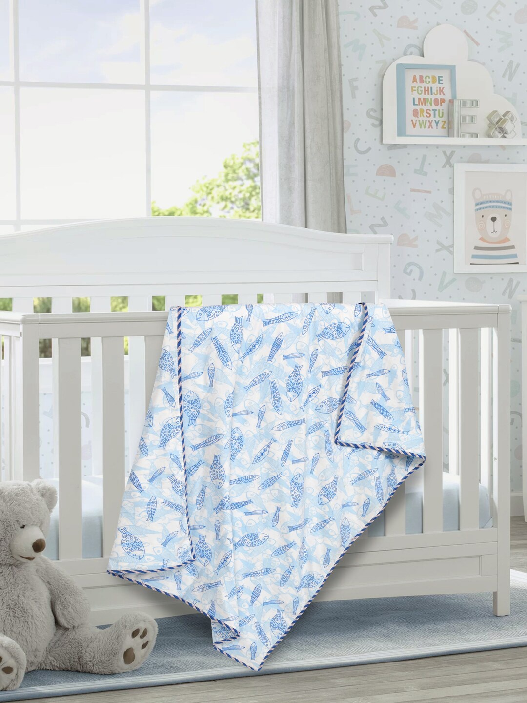 

Gulaab Jaipur Blue & Off White AC Room 450 GSM Single Bed Dohar