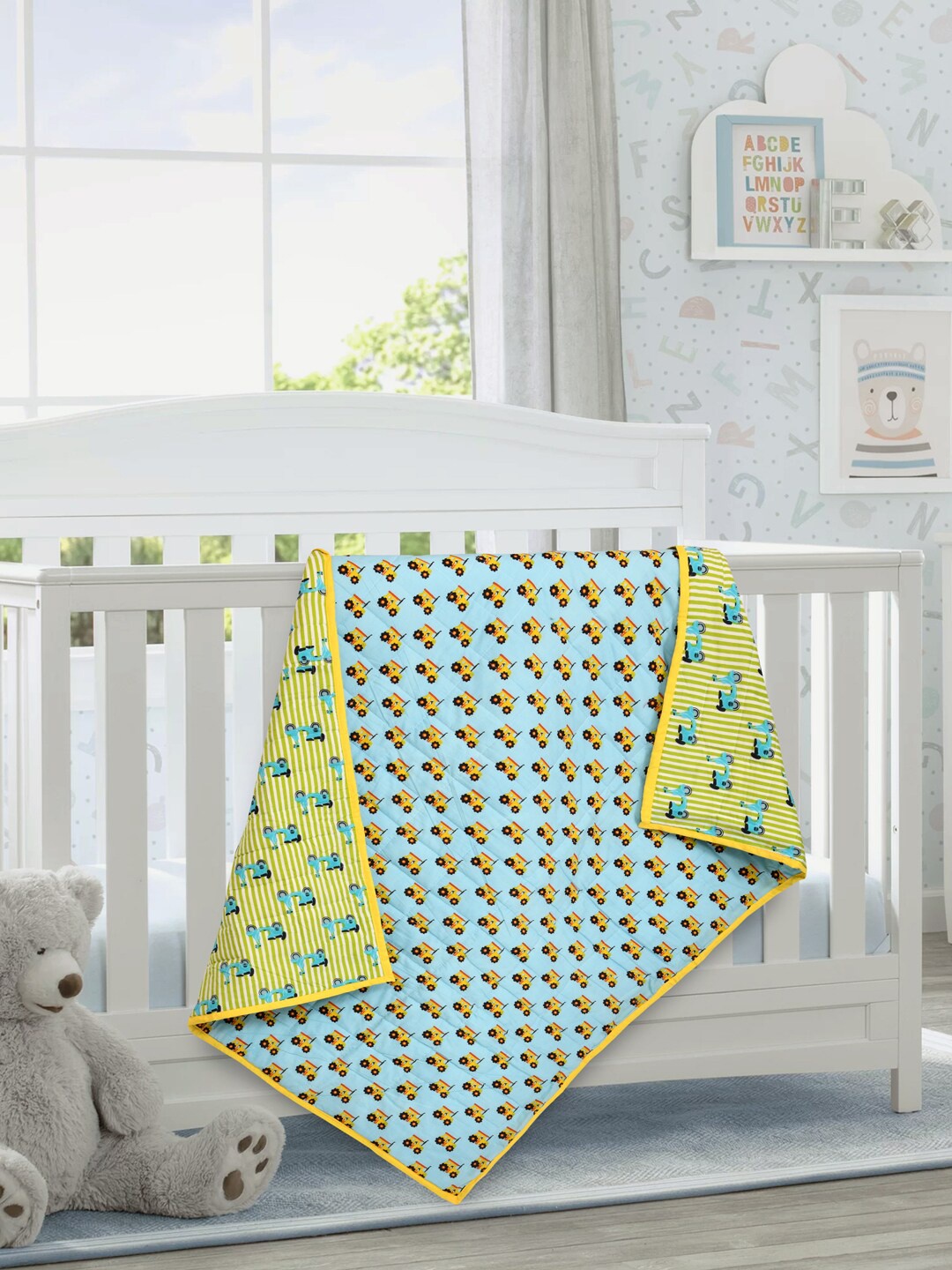 

Gulaab Jaipur Yellow & Blue Printed AC Room 450 GSM Single Cotton Bed Dohar