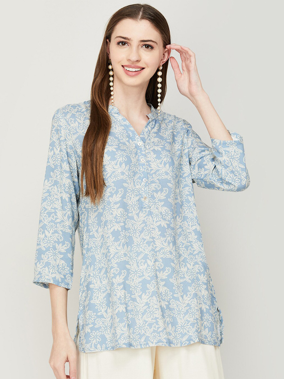 

Melange by Lifestyle Floral Printed Kurti, Blue