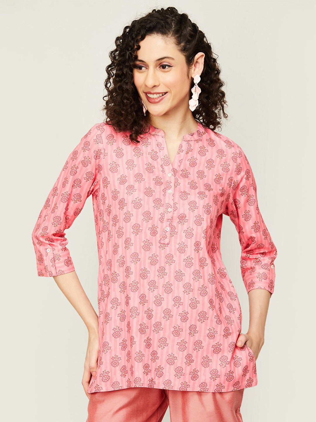 

Melange by Lifestyle Floral Printed Kurti, Pink