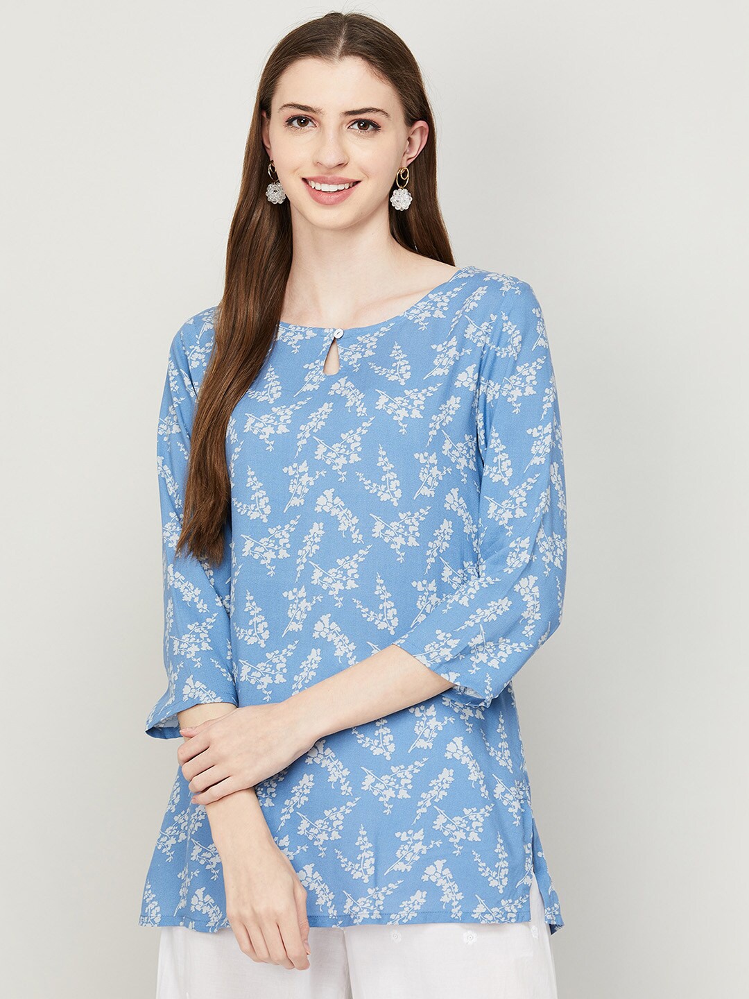

Melange by Lifestyle Floral Printed Kurti, Blue