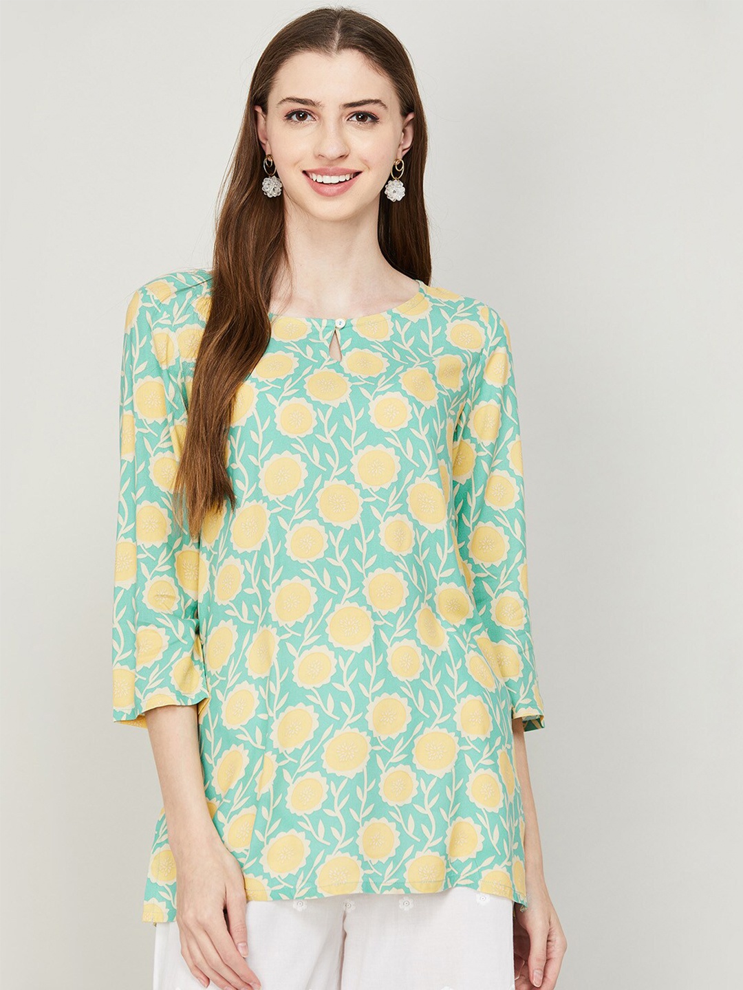 

Melange by Lifestyle Floral Printed Kurti, Blue