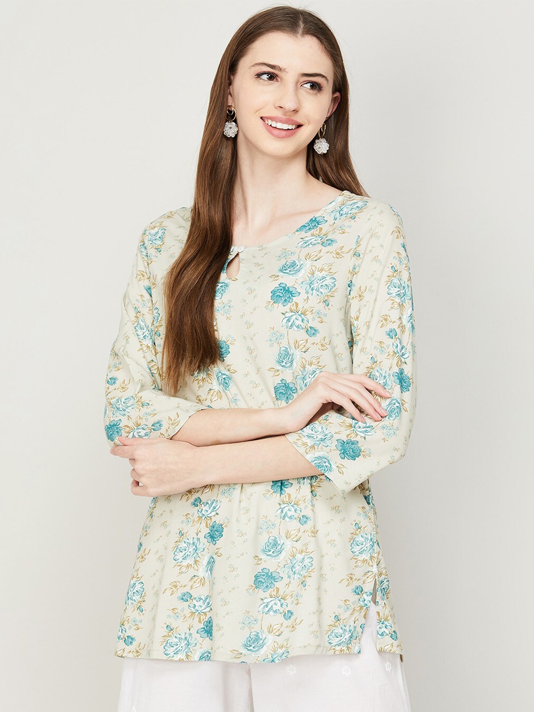 

Melange by Lifestyle Floral Printed Kurti, White