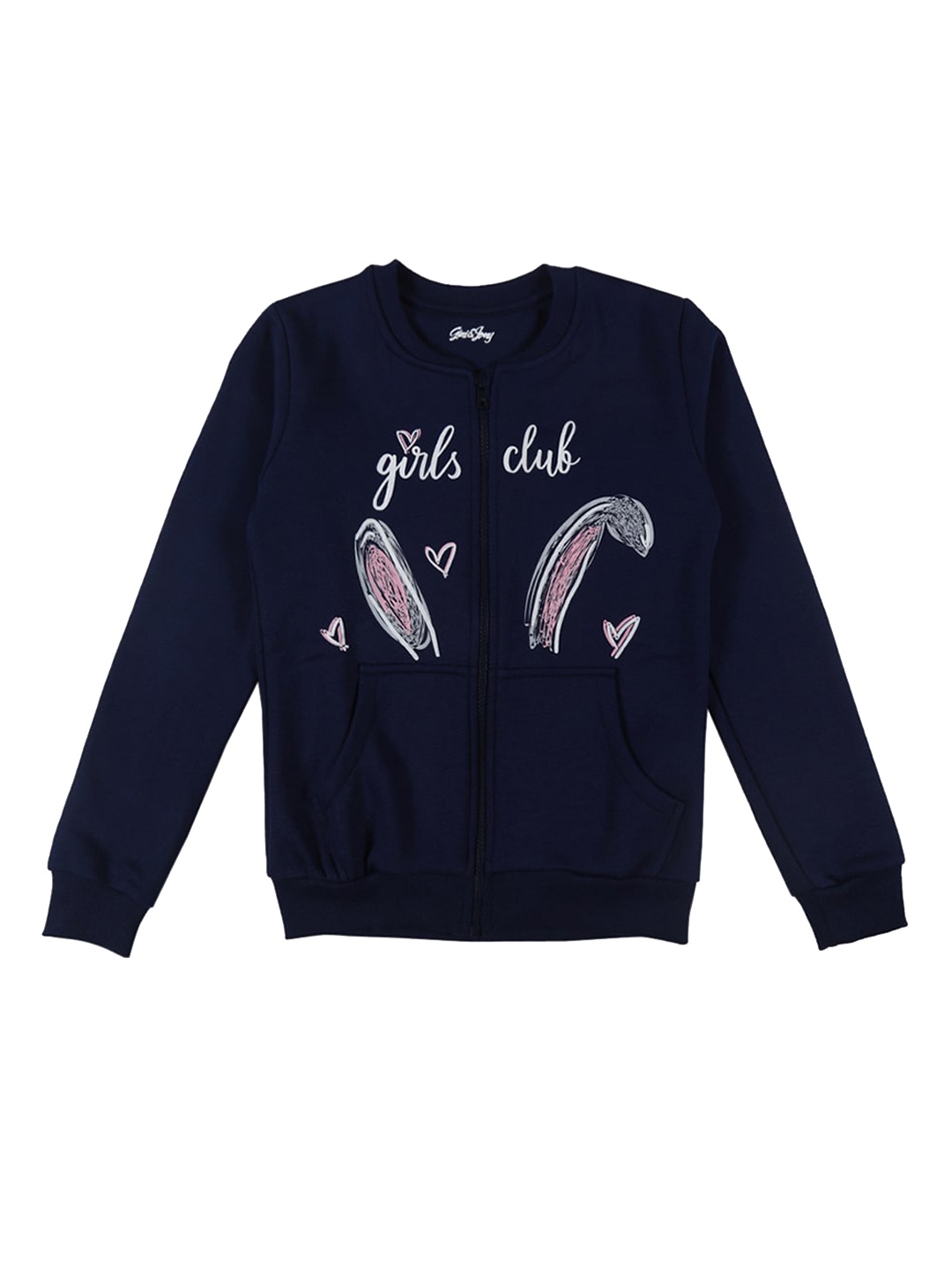 

Gini and Jony Girls Navy Blue Printed Fleece Sweatshirt