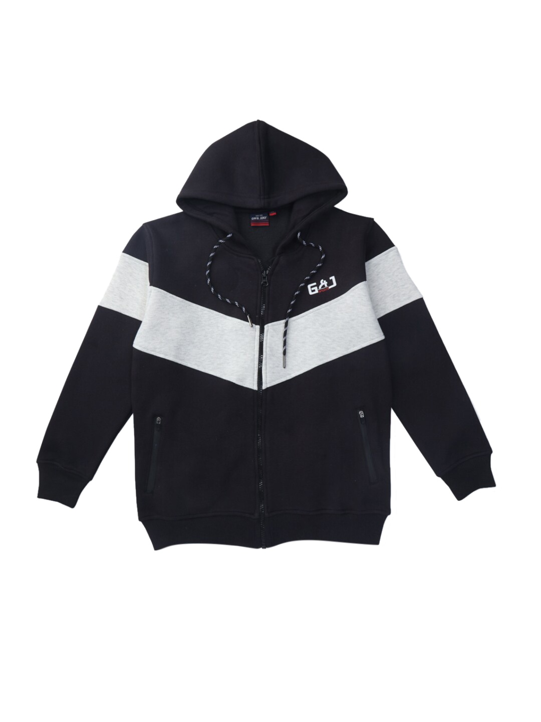 

Gini and Jony Boys Colourblocked Hooded Cotton Bomber Jacket, Black