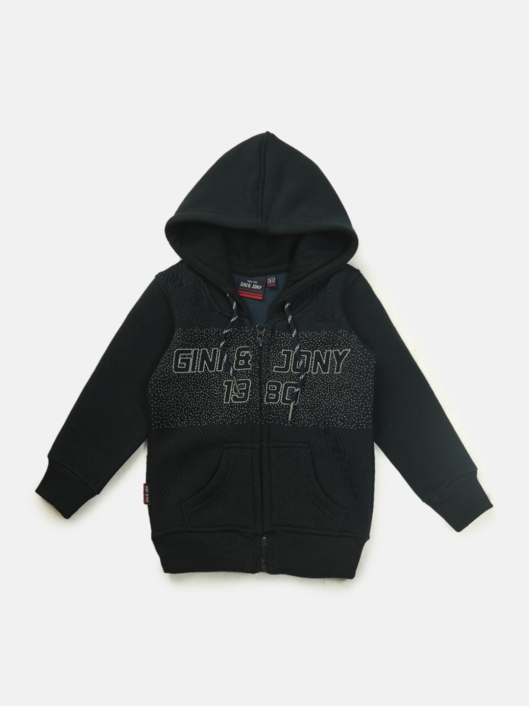 

Gini and Jony Boys Printed Fleece Hooded Bomber Jacket, Navy blue