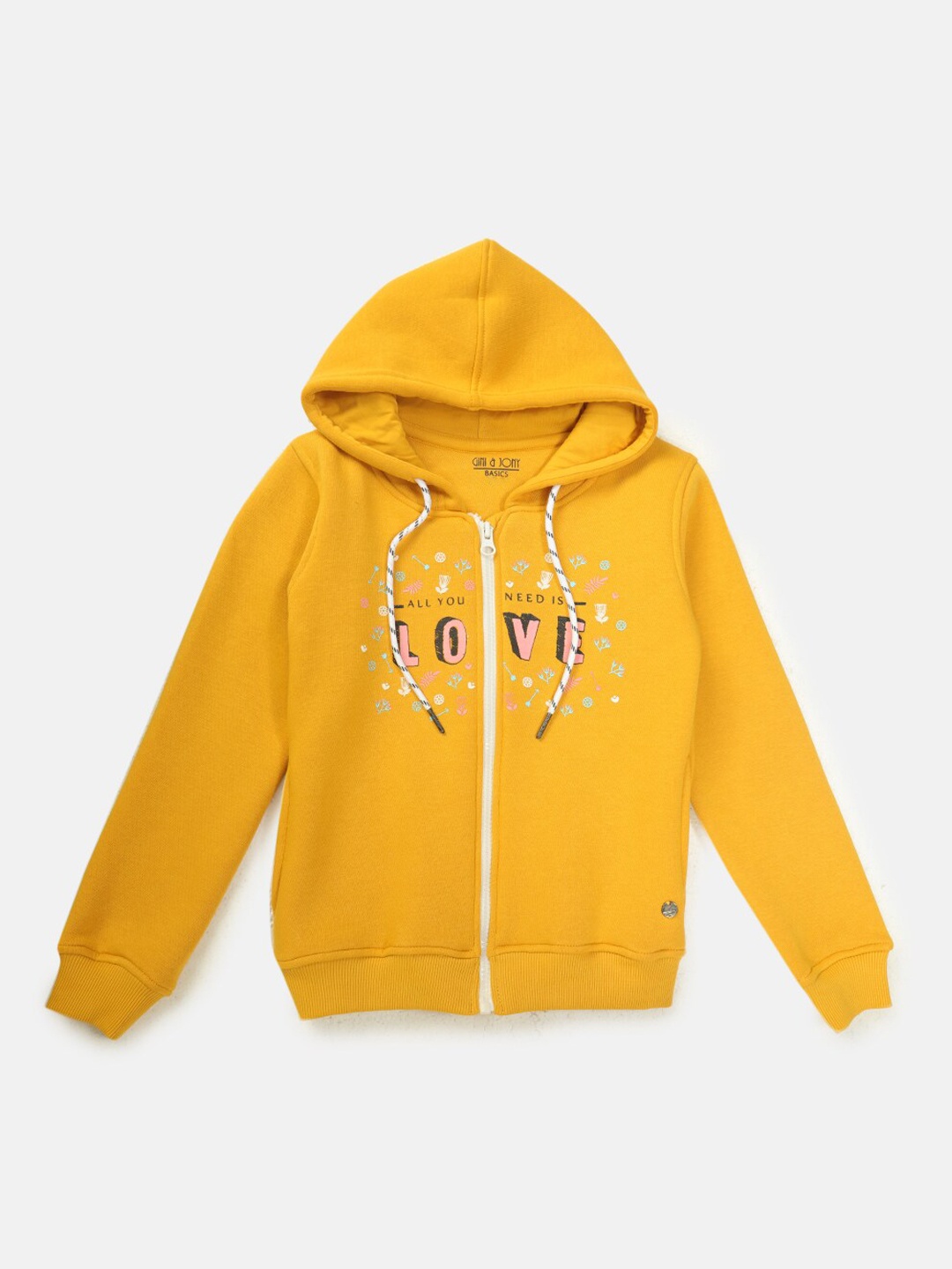 

Gini and Jony Girls Printed Cotton Hooded Bomber Jacket, Yellow