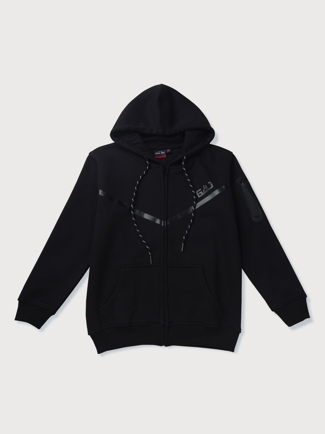 

Gini and Jony Boys Solid Fleece Hooded Front-Open Sweatshirt, Black