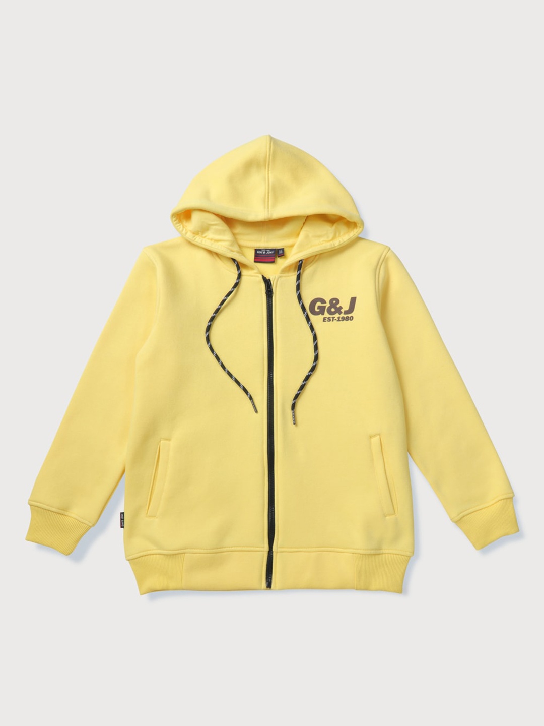 

Gini and Jony Boys Solid Fleece Hooded Bomber Jacket, Yellow