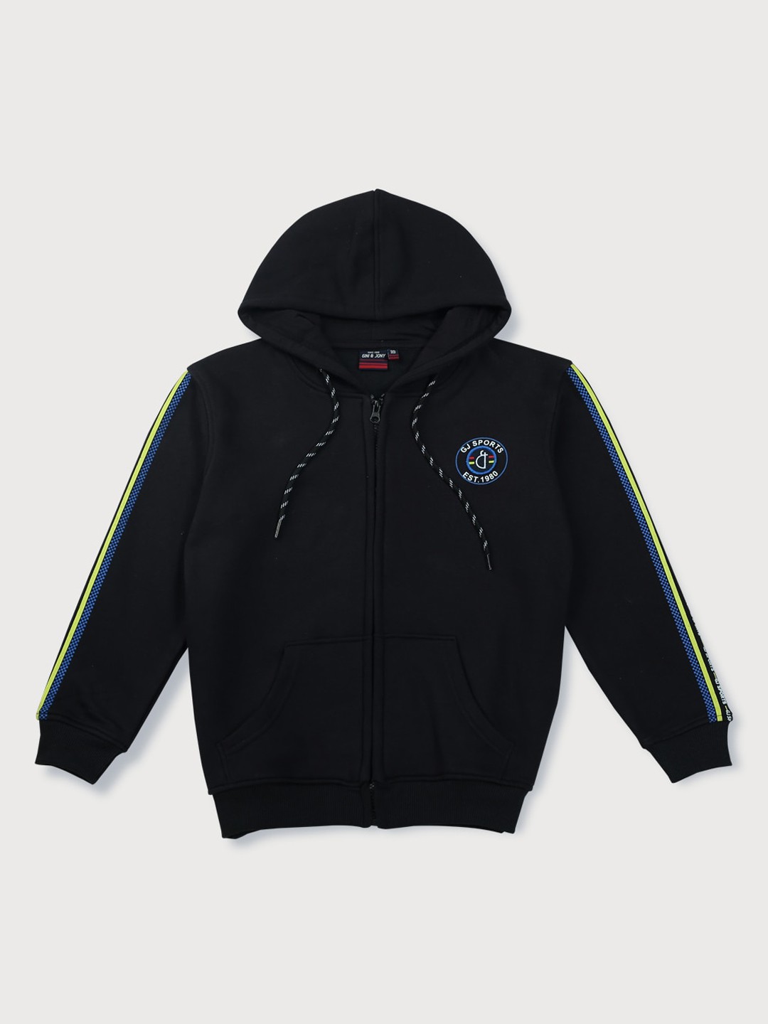 

Gini and Jony Boys Solid Fleece Hooded Front-Open Sweatshirts, Black