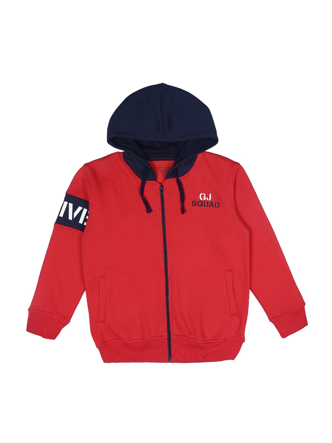 

Gini and Jony Boys Solid Fleece Hooded Bomber Jacket, Red