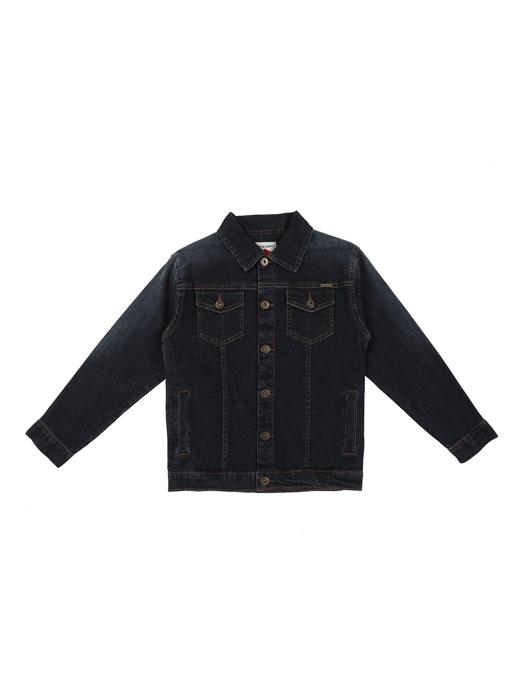 

Gini and Jony Boys Solid Spread Collar Denim Jacket, Black