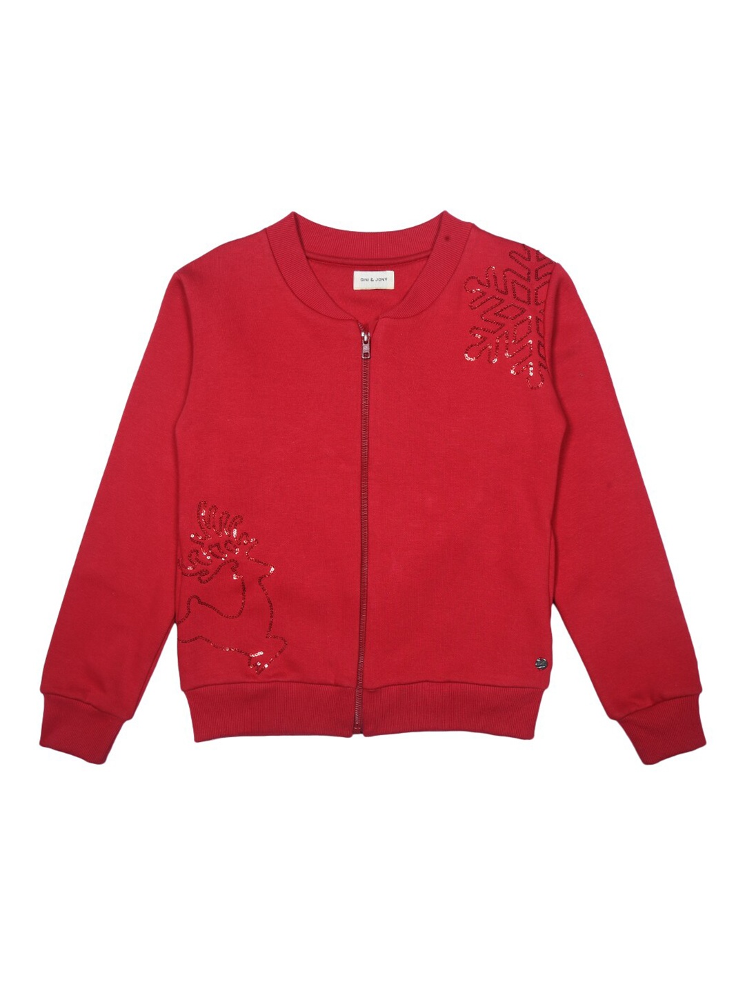

Gini and Jony Kids Girls Embroidered Sequinned Long Sleeves Cardigan, Red