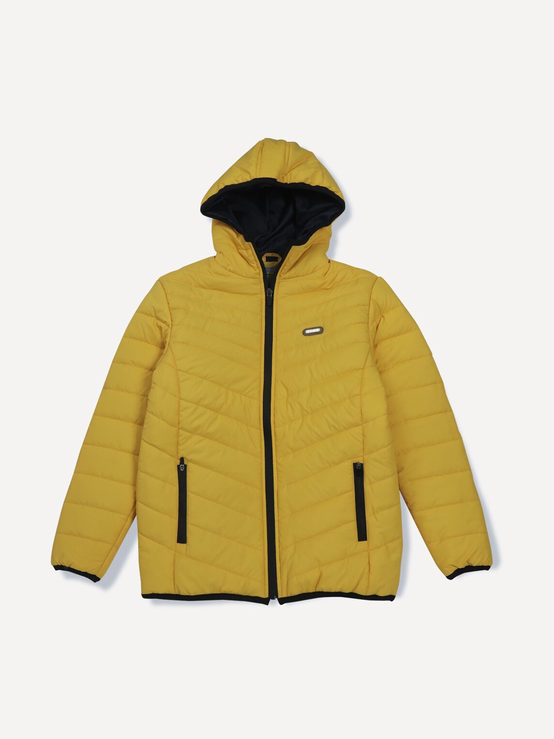 

Gini and Jony Boys Solid Hooded Padded Jacket, Mustard