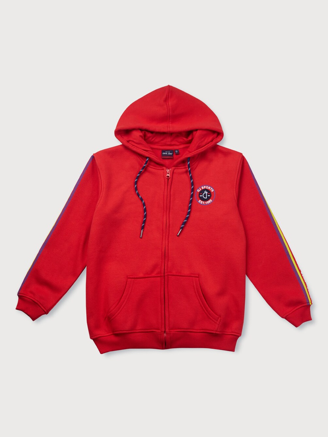 

Gini and Jony Boys Solid Fleece Hooded Bomber Jacket, Red