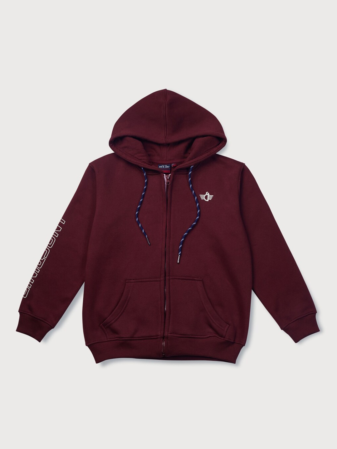 

Gini and Jony Boys Solid Hooded Fleece Front-Open Sweatshirt, Burgundy