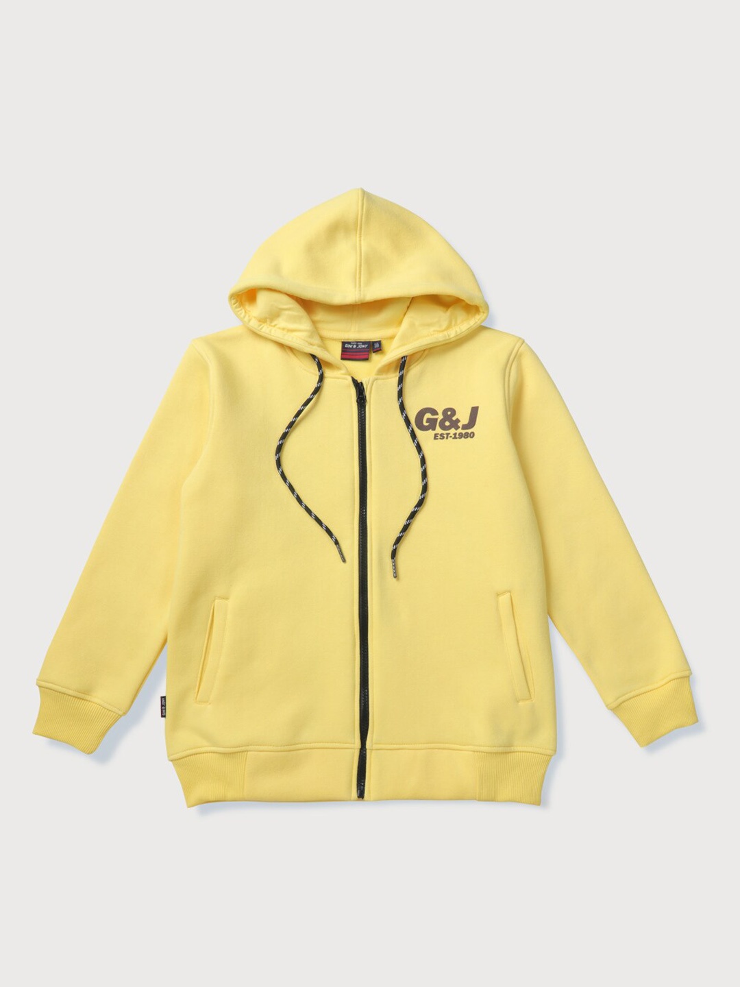 

Gini and Jony Boys Solid Fleece Hooded Bomber Jacket, Yellow