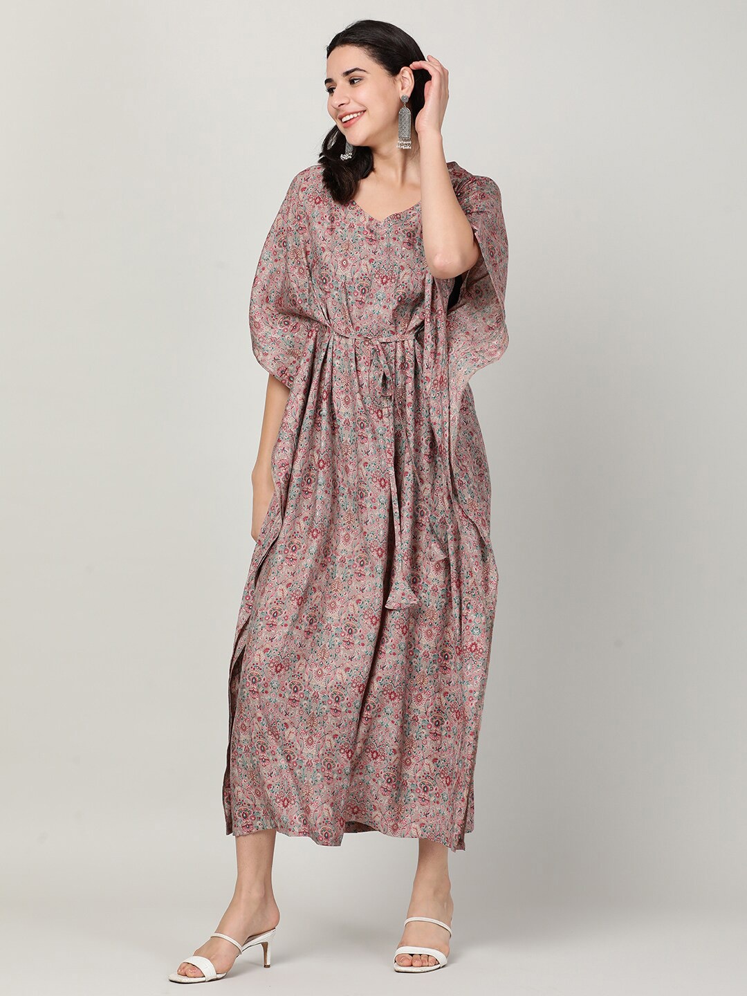 

mackly Floral Kaftan Maxi Dress, Purple