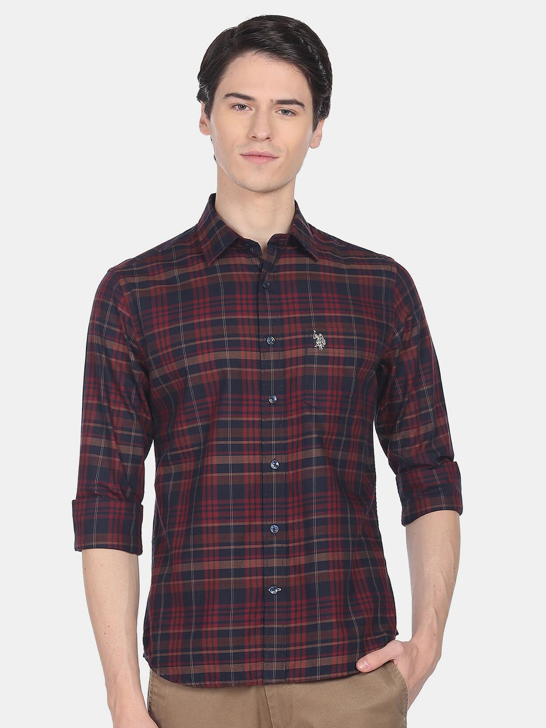 

U.S. Polo Assn. Men Tartan Checked Casual Cotton Shirt, Blue