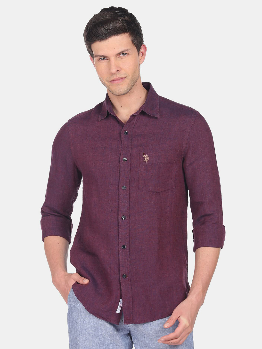 

U.S. Polo Assn. Men Long Sleeves Casual Shirt, Purple